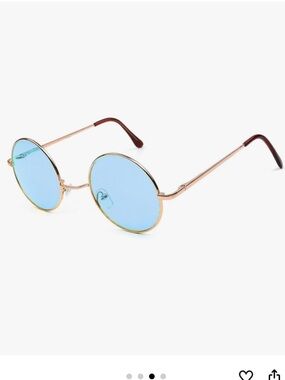 Blue Lens Circle Sunglasses Elton John Hippie Retro Festival Glasses